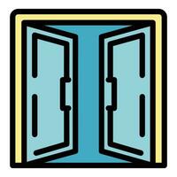 Open doors icon vector flat