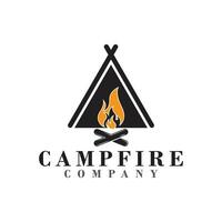 Bonfire Campfire Camp Fire place wood flame vintage retro vector