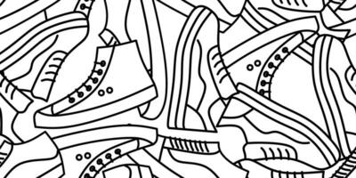 abstract black white shoes seamless pattern vector