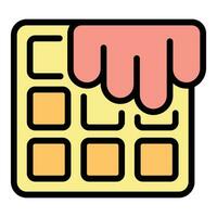 Cream waffle icon vector flat