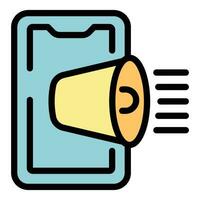 Smartphone alarm icon vector flat