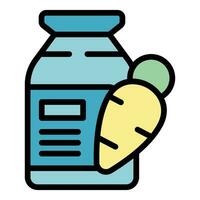 Carrot juice jar icon vector flat