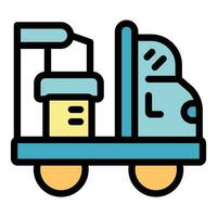Truck factory icon vector flat