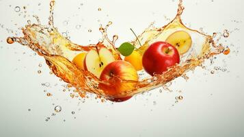 Fresh juicy apple fruit with water splash isolated on background, Healthy Fruit, AI Generative photo