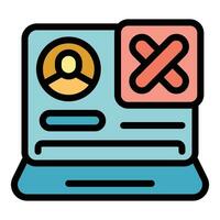 Laptop delete account icon vector flat