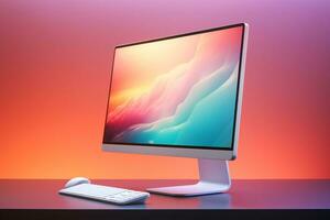 3d illustration of Desktop Computer-Colorful Monitor Screen, product design, AI Generative photo