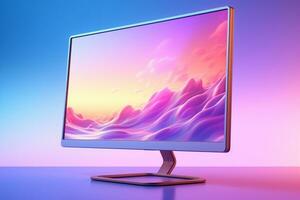 3d illustration of Desktop Computer-Colorful Monitor Screen, product design, AI Generative photo