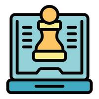 en línea ajedrez icono vector plano
