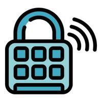 Smart wifi padlock icon vector flat