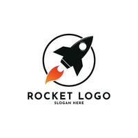 cohete logo diseño silueta con circulo forma vector