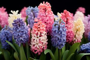 Arrangement with colorful hyacinths photo