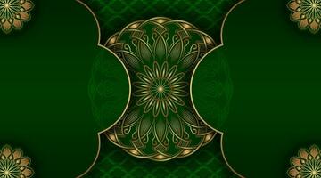 luxury mandala background, green and gold, design vector