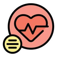 Heart rate app icon vector flat