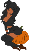Witch. Cute ladies. Pin-up, retro style. Halloween costume concept. png