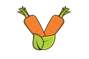 Carrot vegetable with Green Leaves illustration. png