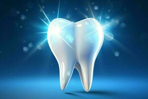 brillante dental vector, un reluciente diente icono simbolizando dientes cuidado ai generado foto