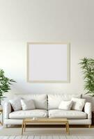 Mock-up blank poster frame in modern interior background, 3d render. photo