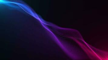 A gently undulating neon colored blue and pink digital fractal light wave flowing across the frame. This abstract technology concept motion background animation is 4K and a seamless loop. video