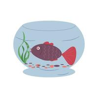 Painted pets - aquarium fish round aquarium. vector