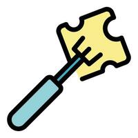 Cheese fork icon vector flat