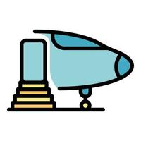 Boarding stairs icon vector flat