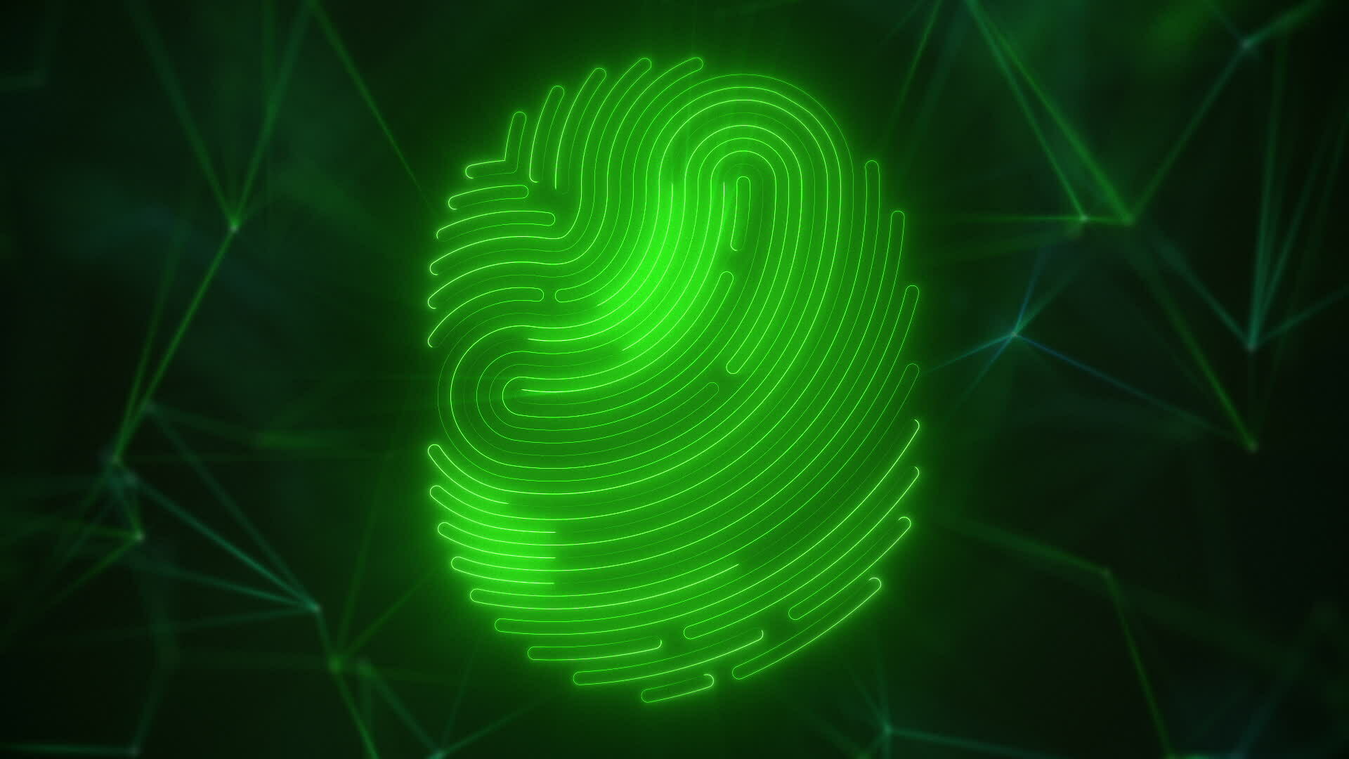 Digital biometric fingerprint background glowing green fingerprint