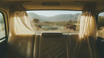 Generative AI, road trip aesthetic concept, muted neutral colors, happy travel, enjoy holidays and relaxation photo