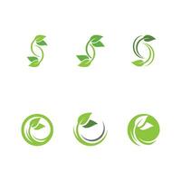 Logos of green Tree leaf ecology vector