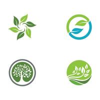 Logos of green Tree leaf ecology vector