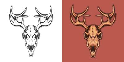 Hunting Deer head skull vector design illustration