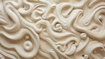 Generative AI, white, ivory and beige modelling clay, gypsum or ceramic background and texture, curls and flowing forms photo