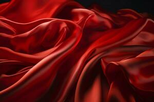 Red silk texture background. Generate Ai photo