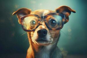 Clever dog glasses. Generate Ai photo