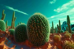 Surreal cactus. Generate Ai photo