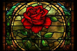 Red rose glass. Generate Ai photo