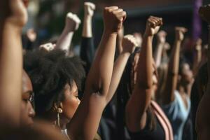 protesta negro gente. generar ai foto