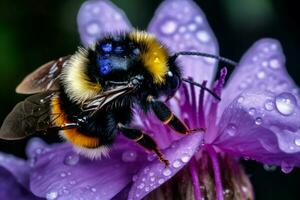 macro abeja gotas. generar ai foto