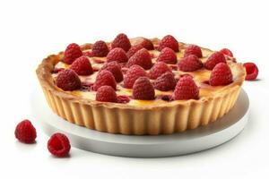 Raspberry quiche organic. Generate Ai photo