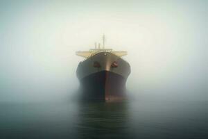 Huge ship fog. Generate Ai photo