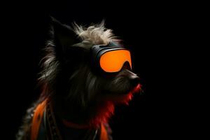 Dog eyeglasses glowing. Generate Ai photo