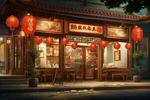 exótico asiático restaurante. generar ai foto