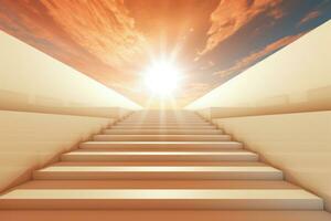 Elegant Ascending stairs to the sun. Generate Ai photo