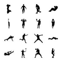 Pack of Sports and Games Silhouettes Icons vector