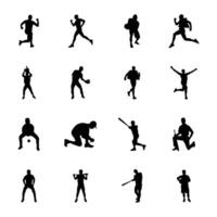 Pack of Sports and Games Silhouettes Icons vector