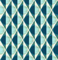 Geometric seamless pattern of rhombuses, triangles and circles in bluegreen, yellowgreen, cream and light blue. Design for wallpaper, wrapping products, textiles, fabrics. vector