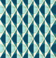 Geometric seamless pattern of rhombuses, triangles and circles in bluegreen, yellowgreen, cream and light blue. Design for wallpaper, wrapping products, textiles, fabrics. vector