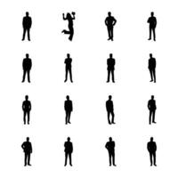 Pack of Solid Human Avatars Icons vector