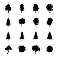 Pack of Trees Glyph Icons vector