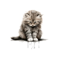 realista computadora dibujo triste gato ai generado png