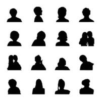 Pack of Human Face Silhouettes vector